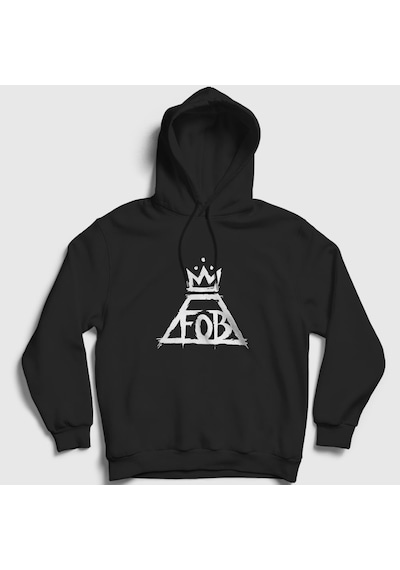 Presmono Unisex Logo Fall Out Boy Kapüşonlu Sweatshirt Siyah