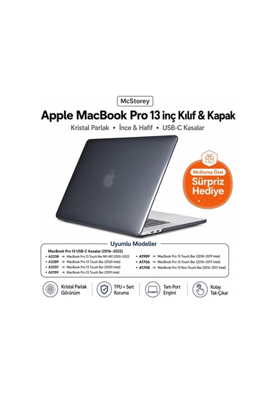 Macbook Pro 13 Kılıf A1706 A1708 A1989 A2159 A2251 A2289 A2338 M1 M2 Uyumlu Kristal Parlak Sert Hard Case İnce Hafif Çok Renkli