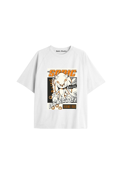 Kalic Studio Unisex Bay Sonic Desenli Beyaz Yazlık T-shirt Beyaz-193
