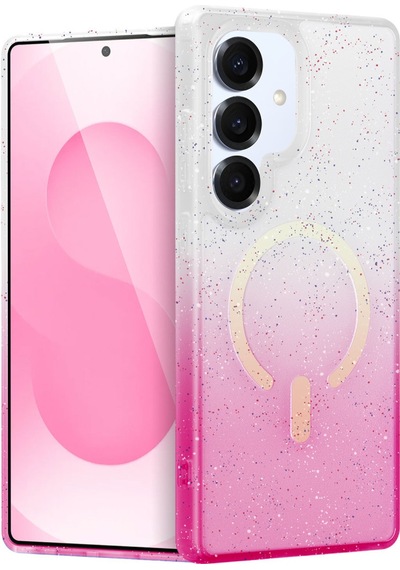 Samsung Galaxy Uyumlu - S25 Plus Pummel Shiny Magsafe Kapak - Pembe