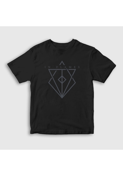 Presmono Unisex Çocuk Fire In Flames T-shirt Siyah