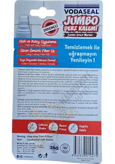 Vodaseal Derz Kalemi Jumbo 5-15 Mm. - 22 Ml. - Beyaz 1 Adet