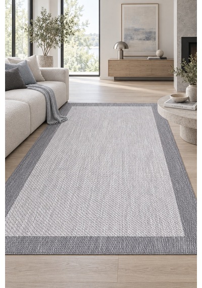 Vargen Modern Sisal Halı Görünümlü Gri Robot Süpürge Uyumlu Mutfak Oturma Odası Koridor Halısı
