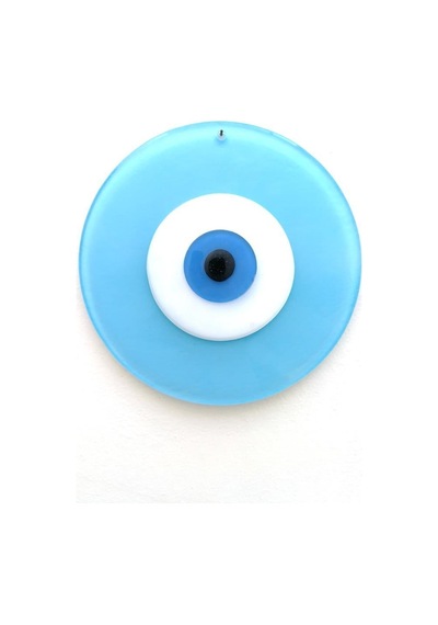 Büyük Boy Cam Nazarlık Nazar Boncuğu Lüks Kalite 20 Cm Çap El Işi Turkuaz Mavi Göz