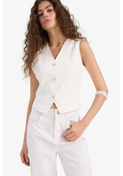 Defacto Jean Blazer Yelek F5899ax25hswt1 Beyaz