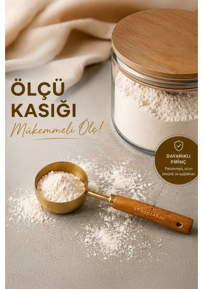 45 Ml Ahşap Saplı Gold Kahve Ölçü Kaşığı Paslanmaz Çelik Kahve Çay Mama Ölçme Kaşığı Altın