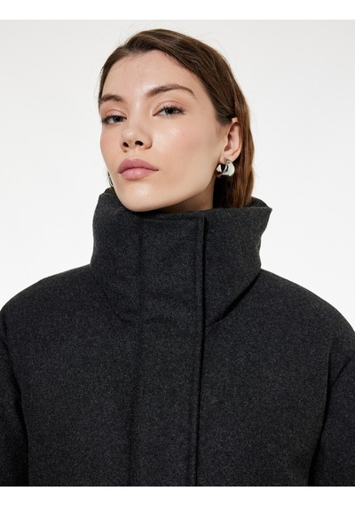 Koton Yün Karışımlı Cepli Dik Yaka Uzun Kollu Oversize Kaşe Mont Antrasit 6wak00227ew Çok Renkli Koton Yün Karışımlı Cepli Dik Yaka Uzun Kollu Oversize Kaşe Mont Antrasit 6wak00227ew Çok Renkli