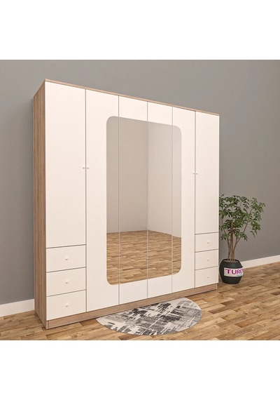6 Kapılı 6 Çekmeceli Gardırop Mdf Beyaz 6 Kapılı 6 Çekmeceli Gardırop Mdf Beyaz