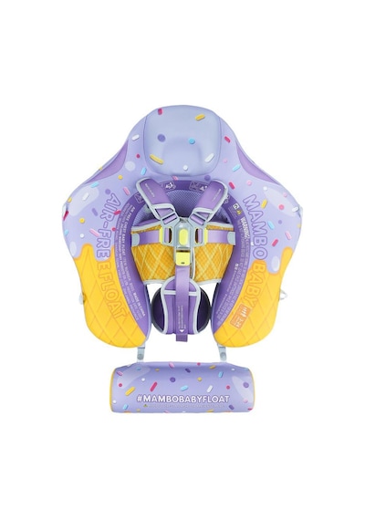 Mambobaby Yüzme Simidi - Purple Ice Cream, Emniyetli, Gölgelikli Ve Ayak Destekli