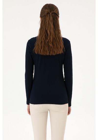 U.S. Polo Assn. Kadın Lacivert Basic Polo Yaka Sweatshırt 50313593-VR033