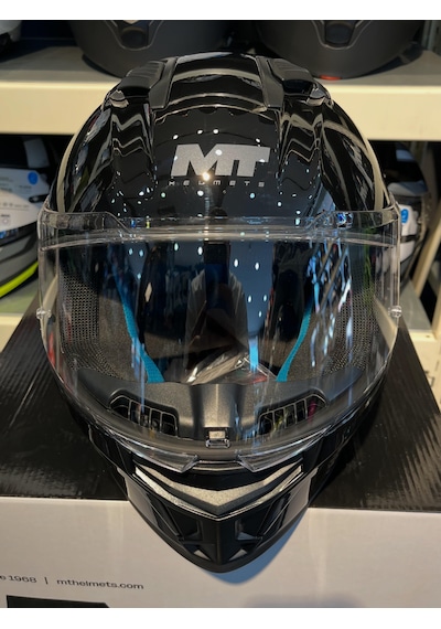 Mt Helmets Stinger 2 Pure A1 Siyah Parlak Ff126 Şeffaf Vizörlü Parlak Siyah
