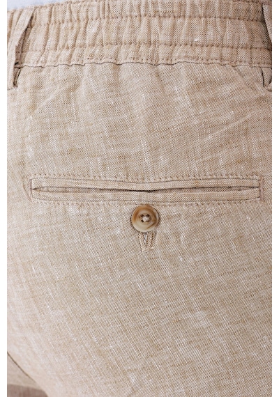 Efor Comfort Fit Beli Lastikli Pileli Keten Casual Bej Pantolon P 1145 Bej