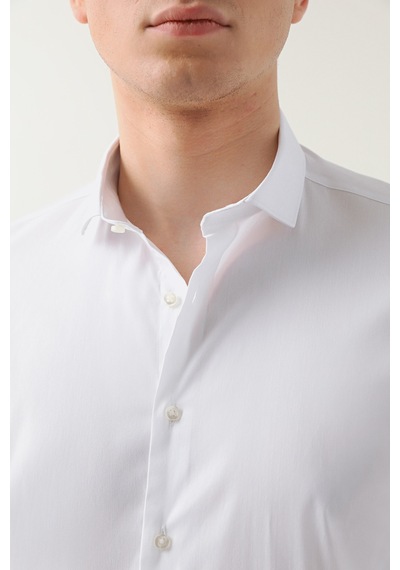 Twn Slim Fit Beyaz Düz Gömlek 5ee02ee44288m 801