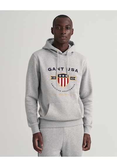 Gant Erkek Kapşonlu Sweatshirt Yandan Cepli Gri