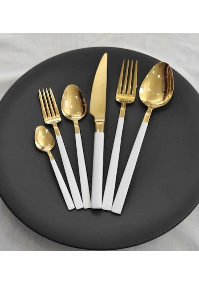 Stayle Beyaz Gold Titanyum 6 Adet Çay  Kaşık Çok Renkli