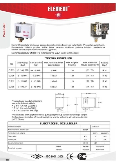 Element Elt-36 S ¼'' Dış Diş 5 - 16 Prosestat