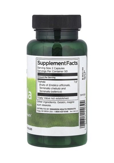 Swanson Vitamins, Triphala With Amla, Bihara & Haritaki, 500 Mg, 100 Capsules