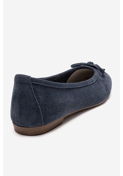 Luvishoes 03 Kot Süet Hakiki Deri Kadın Babet Ayakkabı Mavi