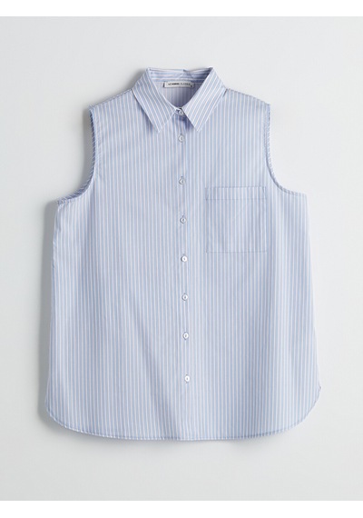 Lcwaıkıkı Classic Mavi Çizgili Poplin Kadın Gömlek