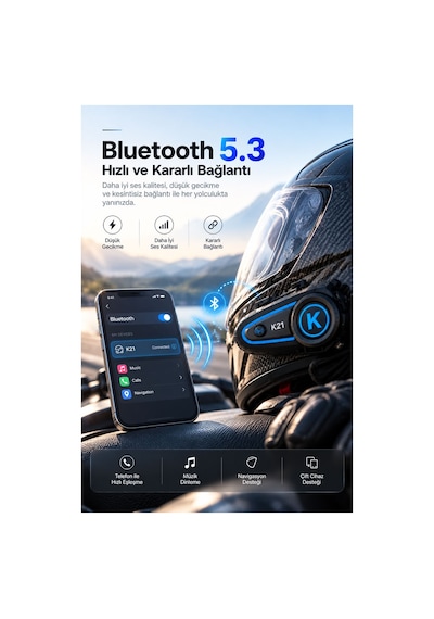 Su Geçirmez Motosiklet Kask Bluetooth Kulaklık K21s