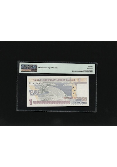 Bir Yeni Türk Lirası 1 Ytl P216 2005 Pmg 66 Epq Gem Unc S/n A29619828 / 8.ems 1. Tertip