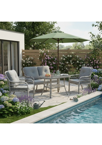 Capri Swing Pisa İkili Rattan Bahçe Balkon Oturma Grubu Beyaz 752