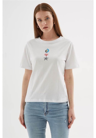 Fashion Friends Beyaz Kadın T-shirt 25y0521k1 Beyaz