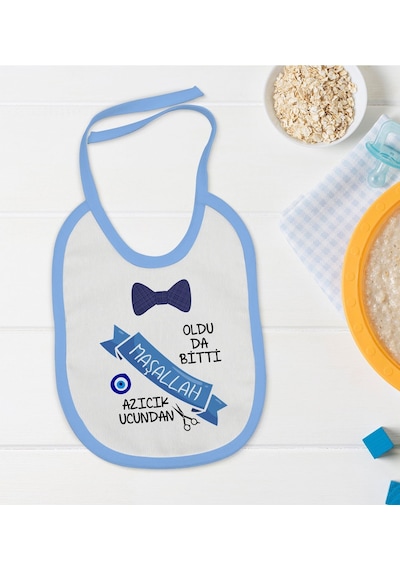 Bk Kids Sünnet Tasarımlı Mavi Bebek Mama Önlüğü-3 Mavi