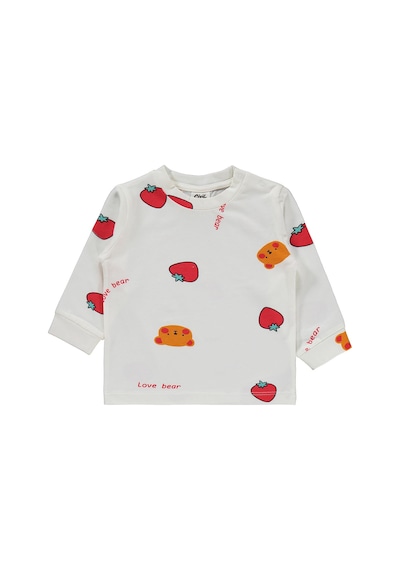 Civil Baby Ayı Çilek Empirme 6-18 Ay Pijama Takımı - Ekru