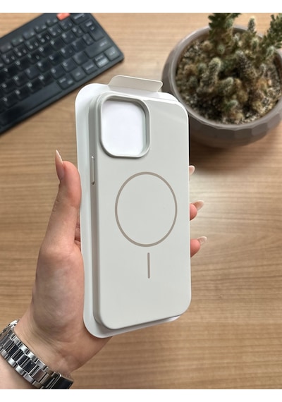 Apple Uyumlu iPhone 14 Pro Max Animasyonlu Stylus Silikon Kılıf Krem