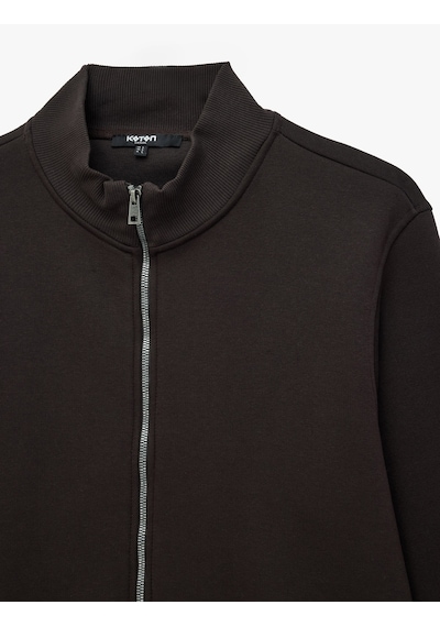 Koton Üç İplik Şardonlu Regular Fit Uzun Kollu Fermuarlı Yaka Cepli Sweatshirt Kahverengi 7wam70006mk Kahve Koton Üç İplik Şardonlu Regular Fit Uzun Kollu Fermuarlı Yaka Cepli Sweatshirt Kahverengi 7wam70006mk Kahve