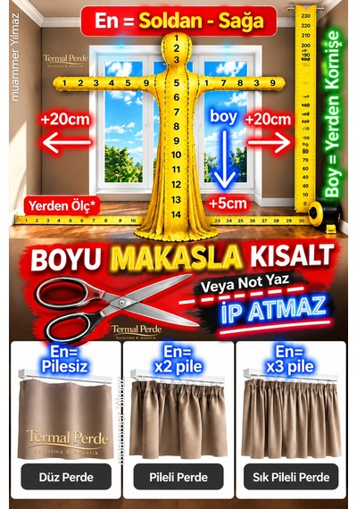 Keten Siyah Filmli Tek Kanat Pilesiz Karartma Perde - Krem