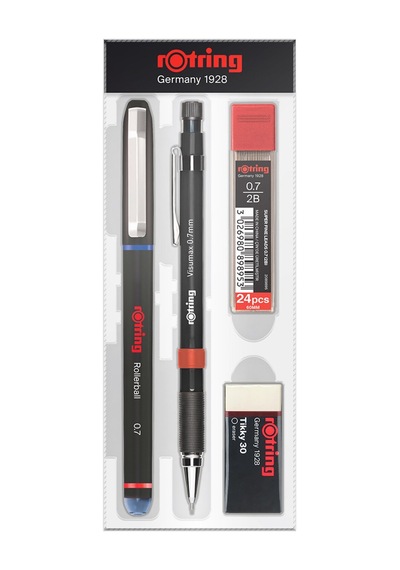 3 Adet Rotring Kurşun&roller Kalem-silgi-uç Ofis Set Mavi
