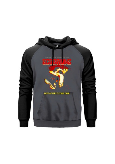 Scorpions Love At First Sting Kırmızı Renk Reglan Kol Sweatshirt Kapşonlu