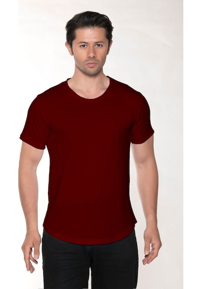 Black Horn Erkek Geniş Yaka %100 Pamuk Salaş T-shirt Bordo