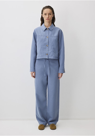 Mavi - Beli Bağcıklı Tencel Lyocell Karışımlı Mavi Pantolon 1011012-83767 Mavi