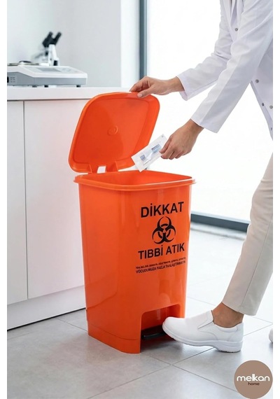 Ayrex Melkan Home Tıbbi Atık Kovası 25 Litre Pedallı Tıbbi Atık Kutusu Slim Pedallı Çöp Kovası Atık Kutusu Tu Diğer