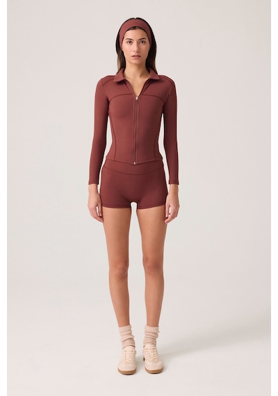 Los Ojos X Ece Bordo Fermuarlı Spor Ceket Collared Bordo Bordo