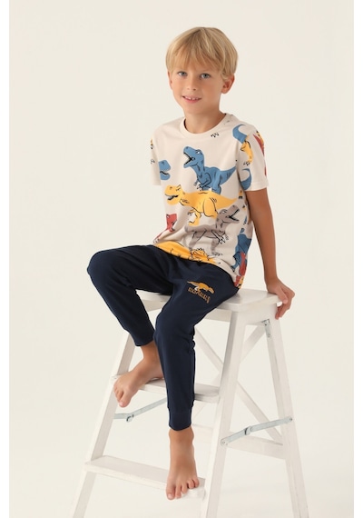 Rolypoly Dinosaur Krem Erkek Çocuk Pijama Takımı 5274-42955 Krem