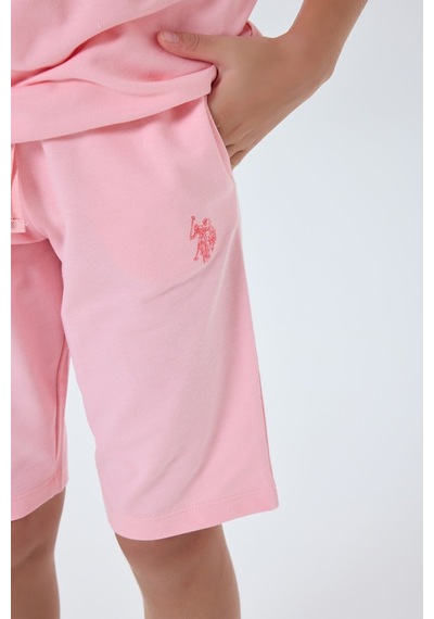 U.s. Polo Assn. Kız Çocuk Pembe Bermuda Takım Pembe