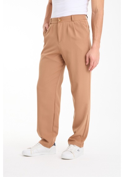Gugus Erkek Baggy İthal Kumaş Pantolon Bej