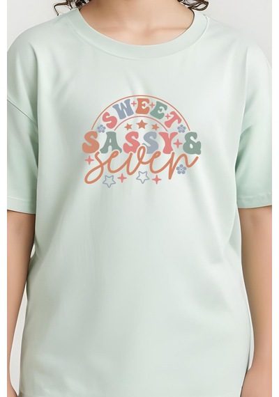 Fyk Kids Kiz Çocuk Sweat Sassy Baskili Ti Şört Mint Yeşil