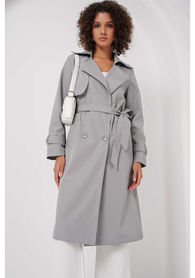 Bigdart Gabria Kol Düğme Detaylı Trenchcoat Gri