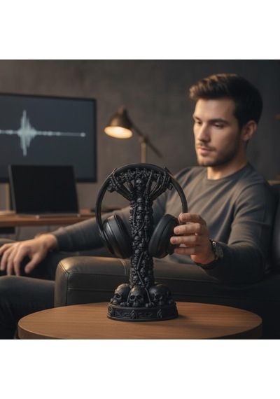 Happy3dworld Kafatası Sütun Kulaklık Standı, 3d Baskı Gotik Gaming Dekor