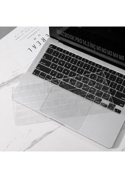Macbook Pro 14.2 İnç M1 M2 M3 M4 M5 A2442 A2992 A2918 Uyumlu Şeffaf Türkçe Q Klavye Koruyucu Silikon Diğer