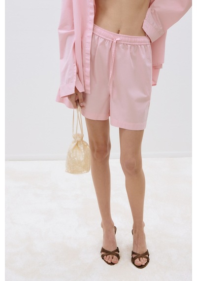 Suud Collection Pembe Klara Yıkamalı Poplin Şort