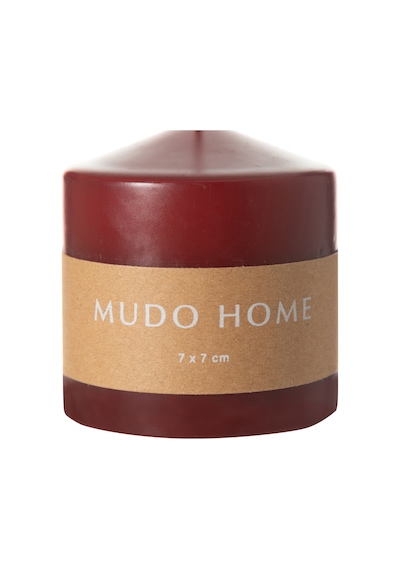 Mudo Home Sütun Mum Bordo 7x7cm