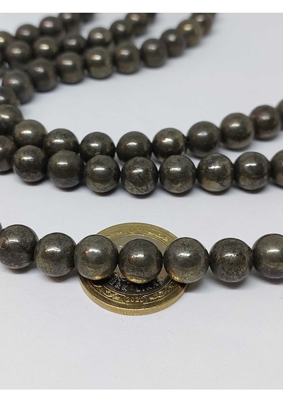 Yasamtohumu Pirit Taşı Dizi 10 MM Kolye Altın