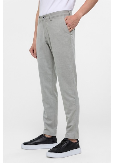 Süvari Gri Slim Fit Desenli Kumaş Pantolon-38293 Gri