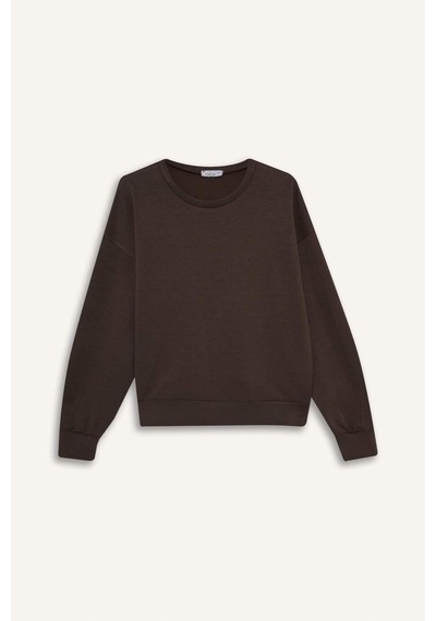 Defacto Bisiklet Yaka Modal Sweatshirt G2913ax25aubn336 Kahve